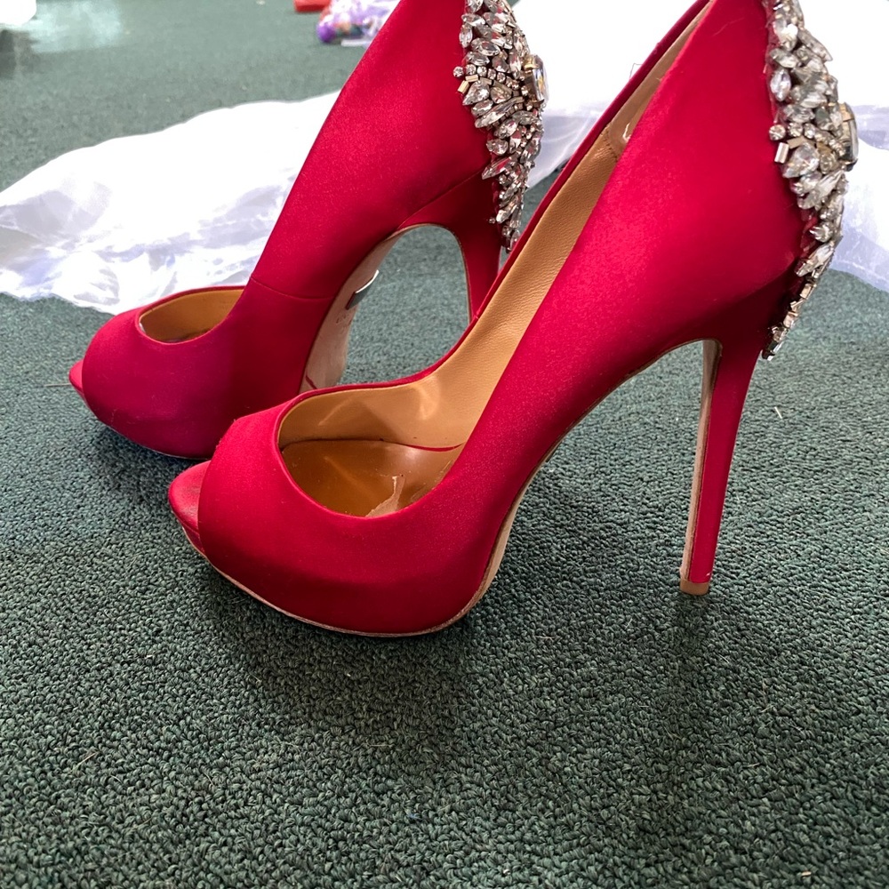 Elegant Red Peep-Toe Heels